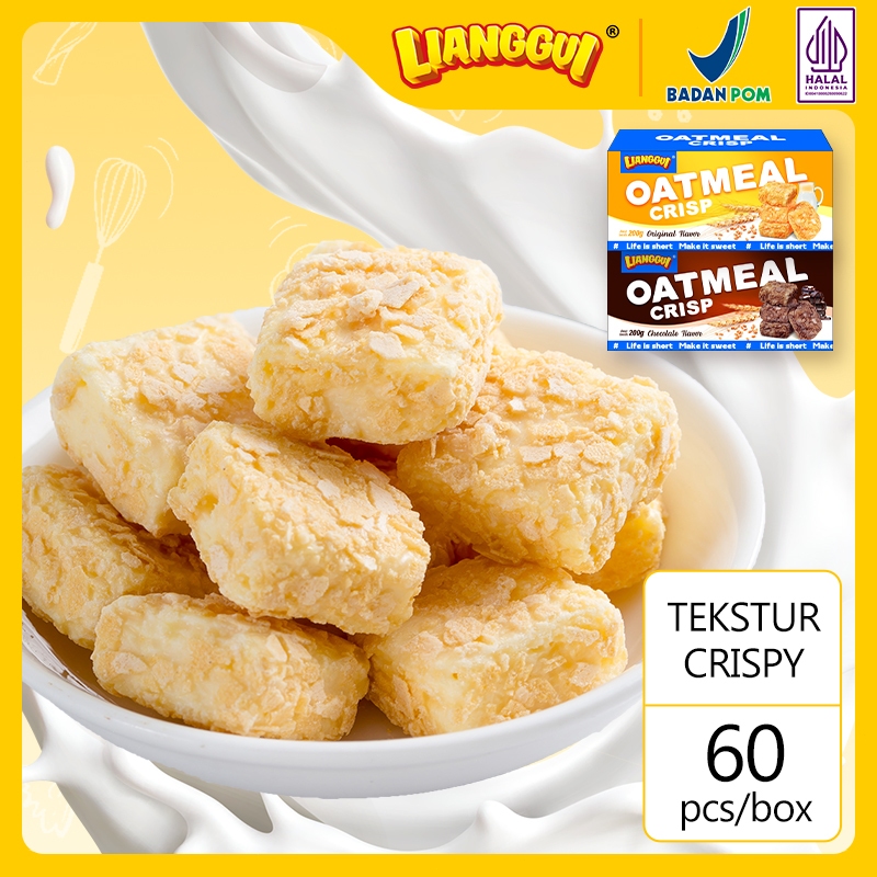 

‌LIANGGUI Oatmeal Crisp Halal - Coklat Cemilan Sehat, Biskuit Renyah, Snack Enak, Pengganjal Lapar