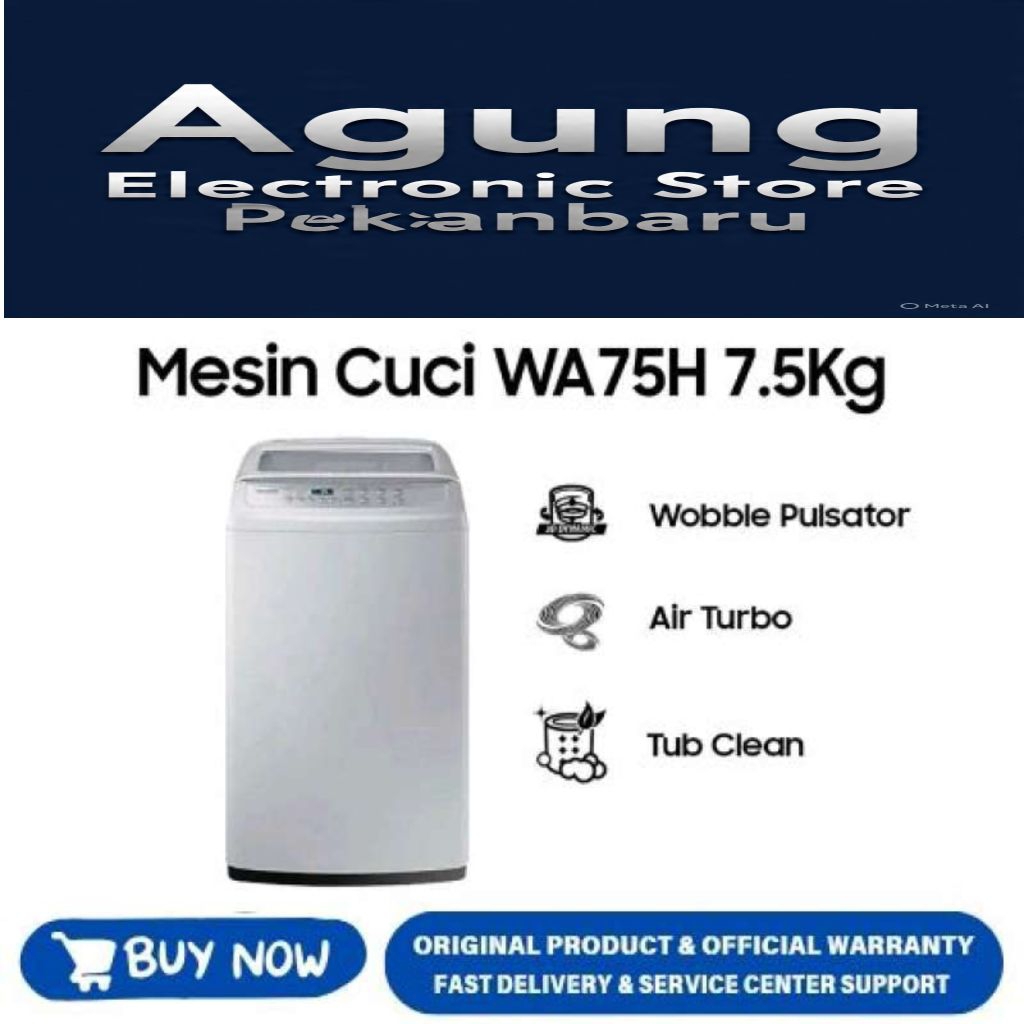 MESIN CUCI 1 TABUNG OTOMATIS SAMSUNG WA75H4200SG KAPASITAS 7,5 KG