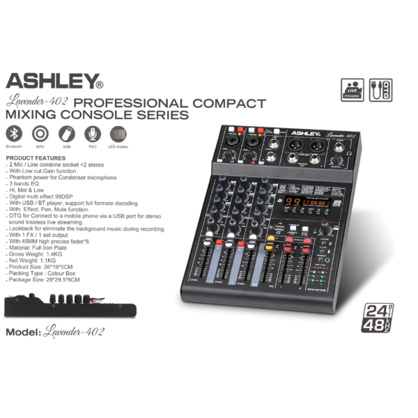 MIXER ASHLEY 4CH LAVENDER 402