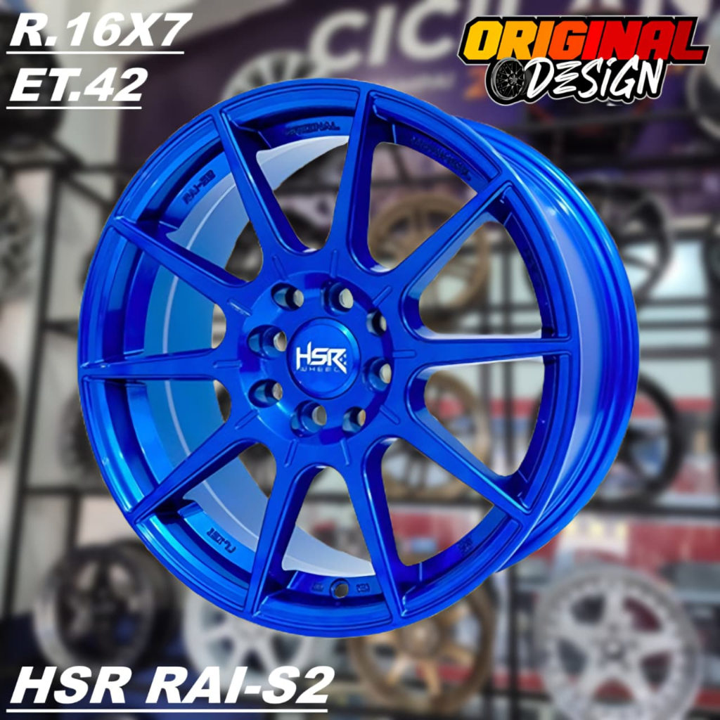 Pelek Racing Biru HSR R16 Untuk Brio Agya Avanza Dll HSR RAI S2 RING 16