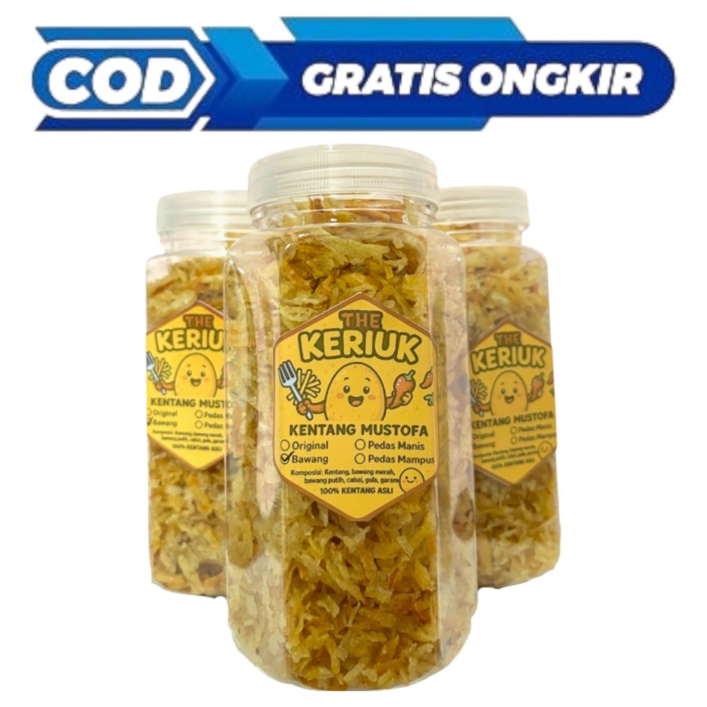 

KENTANG MUSTOFA RASA BAWANG 250gr KHAS BANDUNG CEMILAN COCOK JADI TEMAN NASI, MIE GORENG, NASI GORENG, CEMILAN CRISPY