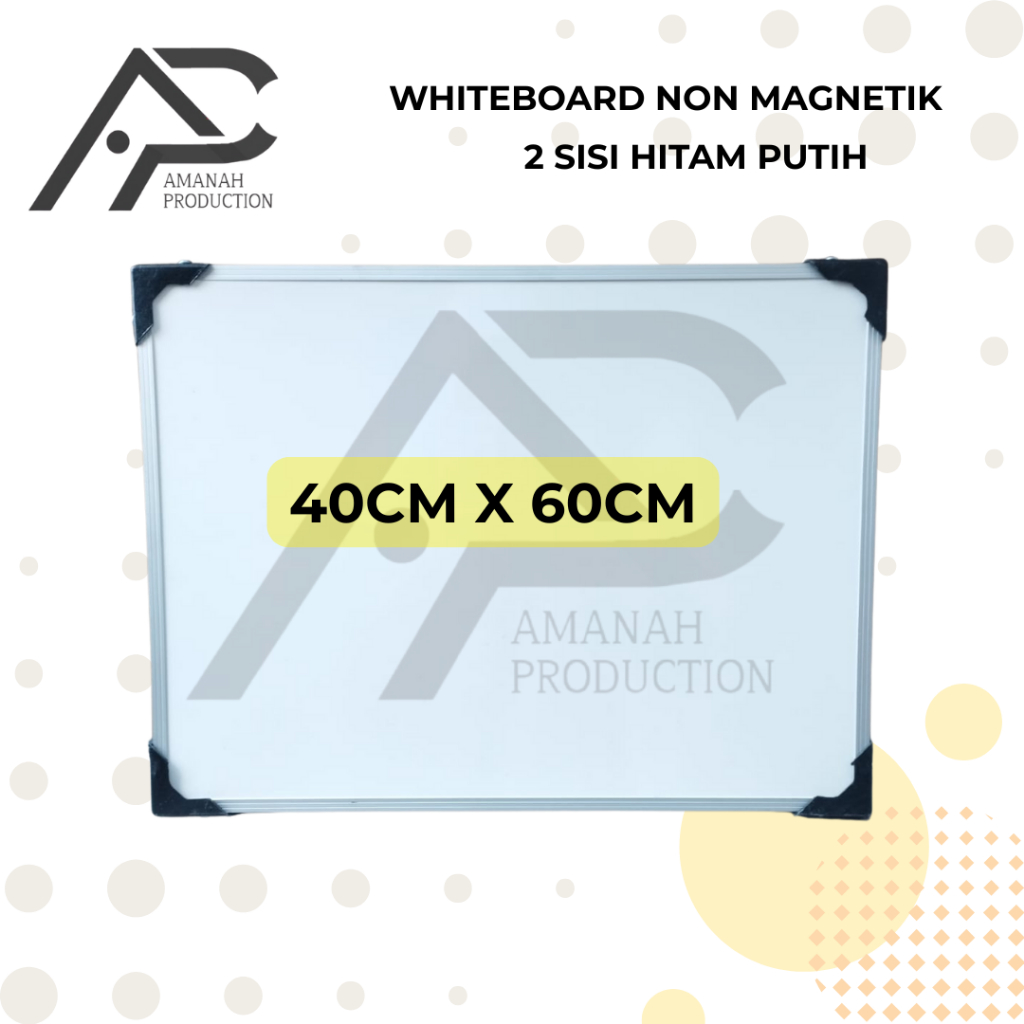 

Papan Tulis Whiteboard ukuran 40x60 dua sisi putih dan hitam
