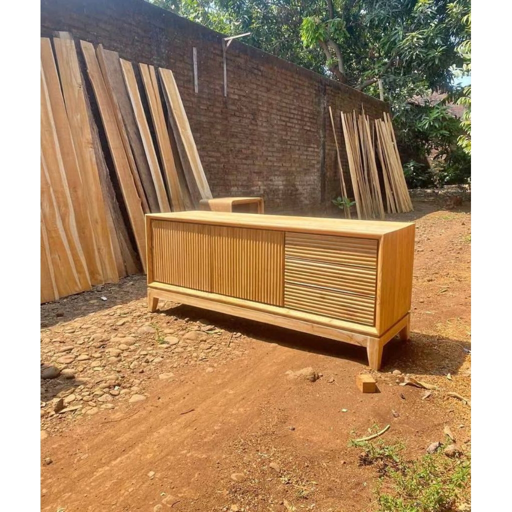 Buffet TV Meja TV Sideboard Jati Minimalis Kabinrt TV