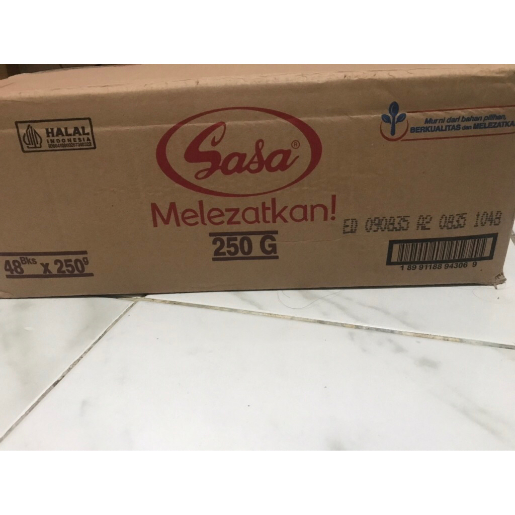 

Sasa 250 gr 1 dus (isi 48 bungkus)