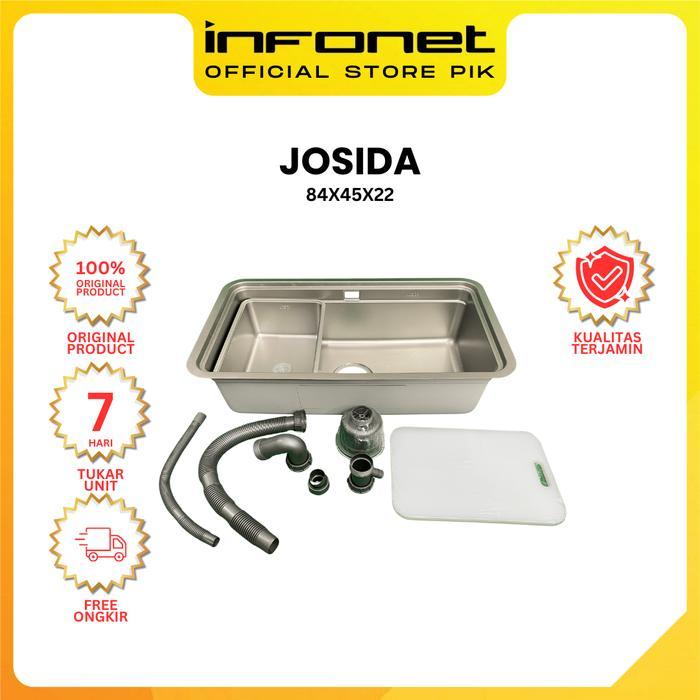 JOSIDA Kitchen Sink Stainless – Bak Cuci Piring 84 X 48 X 22 cm - Wastafel Dapur