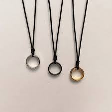 Kalung Tali Satin dengan liontin Cincin Black Onyx PER PCS