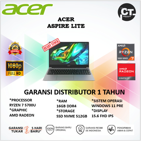 ACER ASPIRE LITE RYZEN 7 5700 16GB 512GB