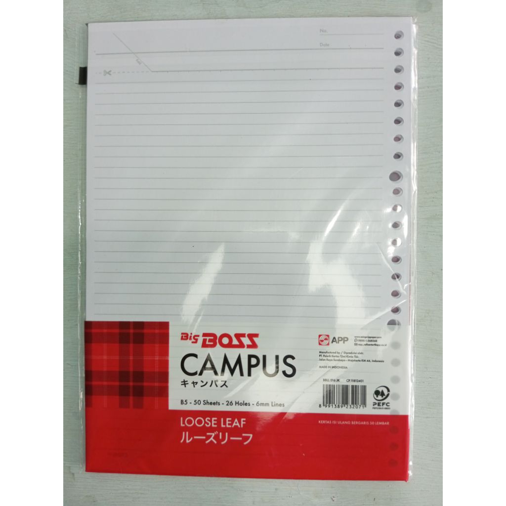 

Kertas isi binder B5 50 lembar