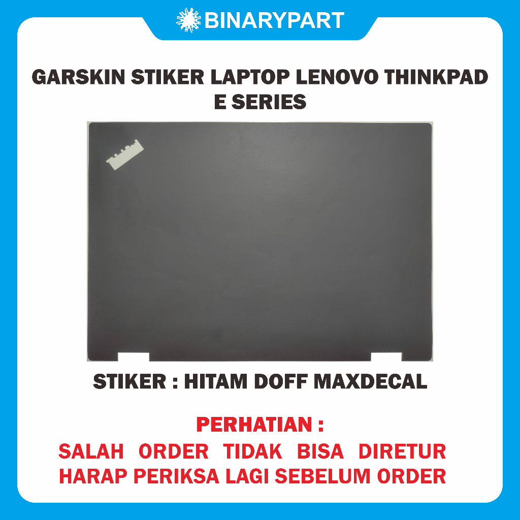 Hitam Doff Maxdecal E Series - GARSKIN Sticker Laptop Lenovo Thinkpad E Series Hitam Doff Maxdecal