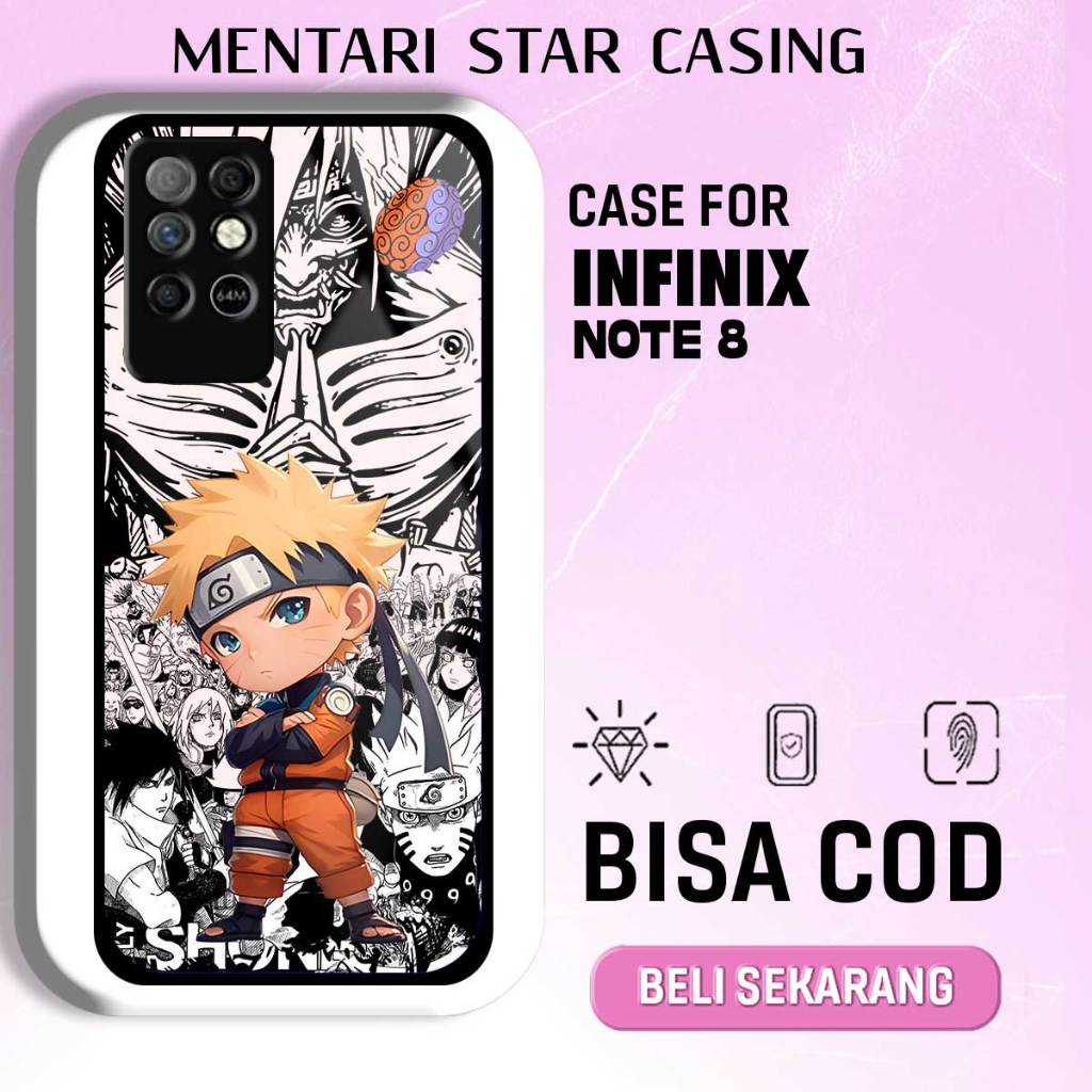 CASE INFINIX NOTE 8 - SOFTCASE PREMIUM MATE HARD CASE - CASE GLOSY HOLOGRAM MOTIF SASUKE