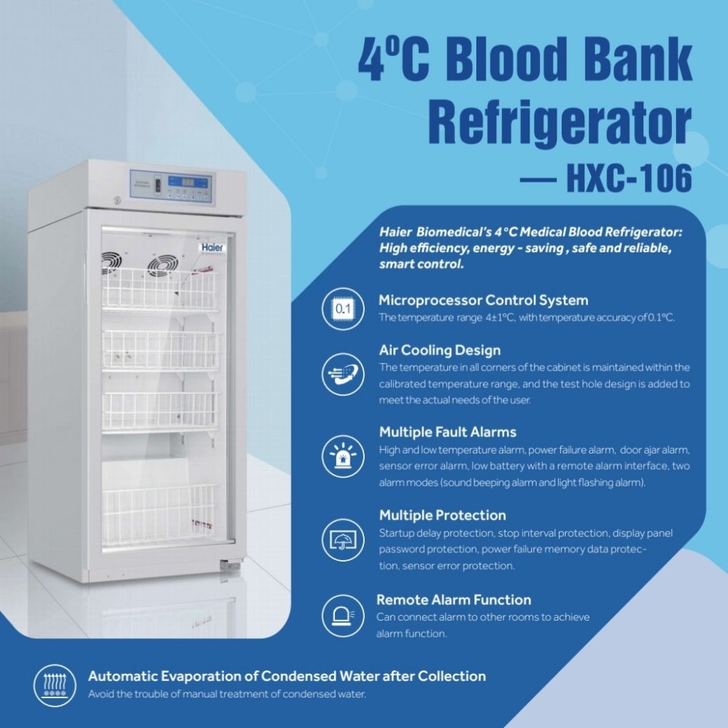 Blood Bank Refrigerator HXC 106 Haier / BLOOD BANK HAIER 106 liter / Kulkas Darah