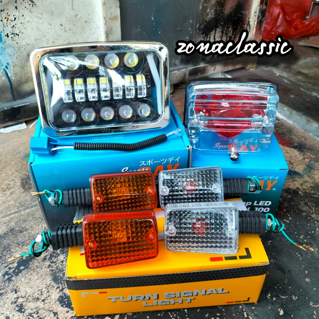 PAKET Daymaker GL100 Lampu Daymaker Kotak Set Batok GL MAX PRO HONDA WIN GL 100 16 Mata Led Kotak
