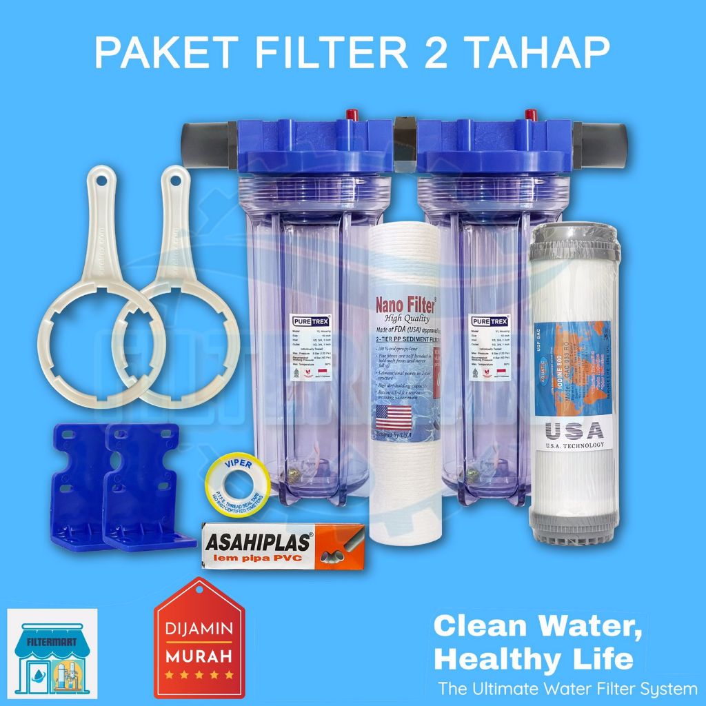 PAKET FILTER AIR TAHAP 2 AIR SUMUR BOR PAM PDAM KOTOR KUNING KERUH BAU BESI RUMAH APARTEMEN