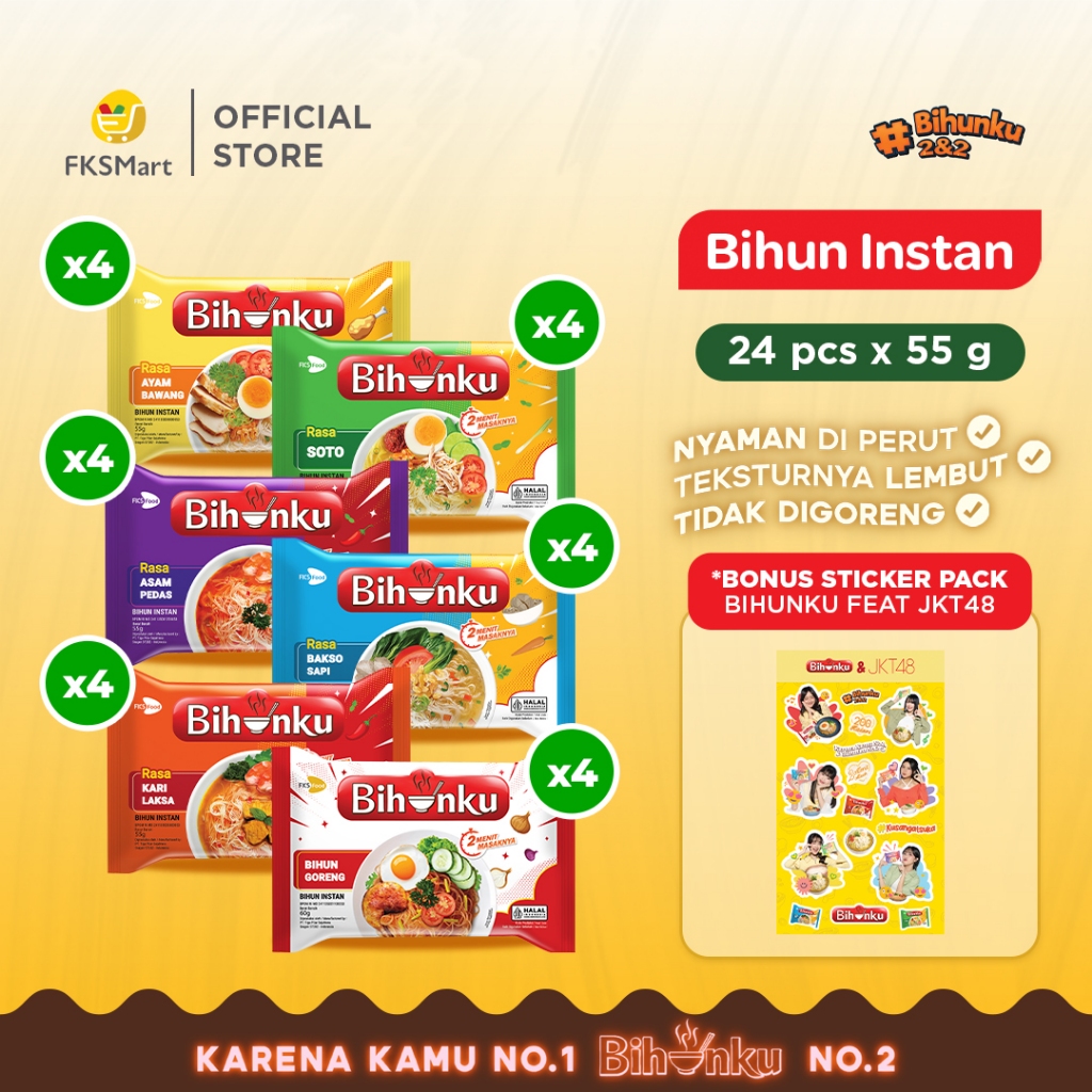 

Paket Bihunku x JKT48 Mix Variants (24 PCS) + FREE Sticker Pack JKT48