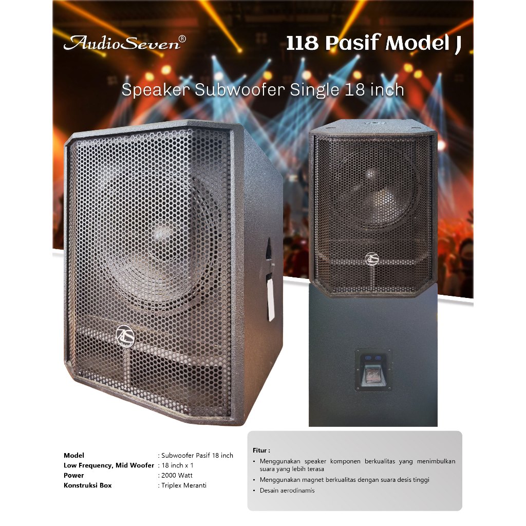 Speaker Subwoofer Pasif 18 inch Model J Audio Seven Original High Quality