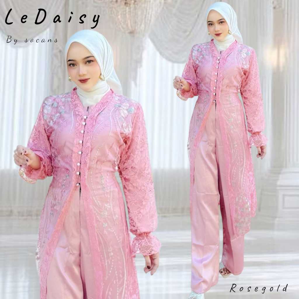 LeDaisy SET 3in1 Setelan Outer Celana baju Oneset tile bordir busui utk pesta kondangan lamaran sera