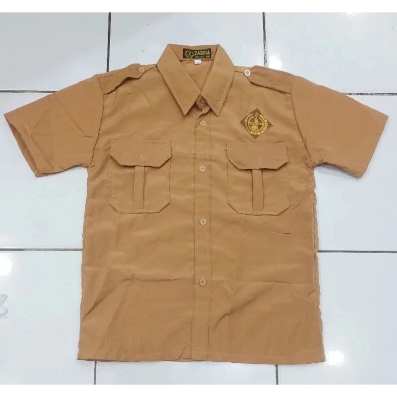 Baju Pramuka Laki SD,SMP,SMA Pendek Bahan Tissu / Baju Pramuka Laki Lengan Pendek / Baju Pramuka Lak
