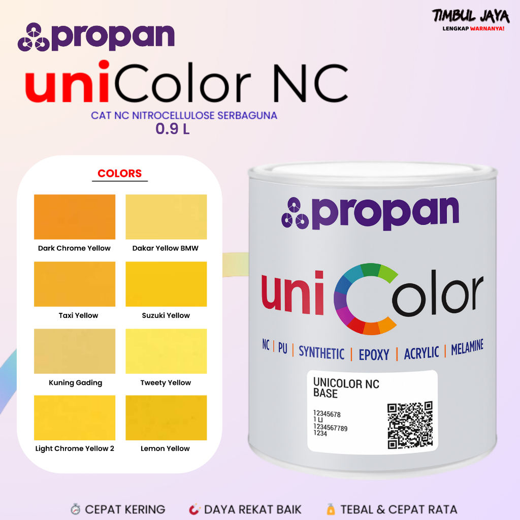 Cat Duco NC Propan Unicolor 0,9Liter Kuning Lemon Kuning Canter / Cat Mobil Propan / Cat Duco Besi K