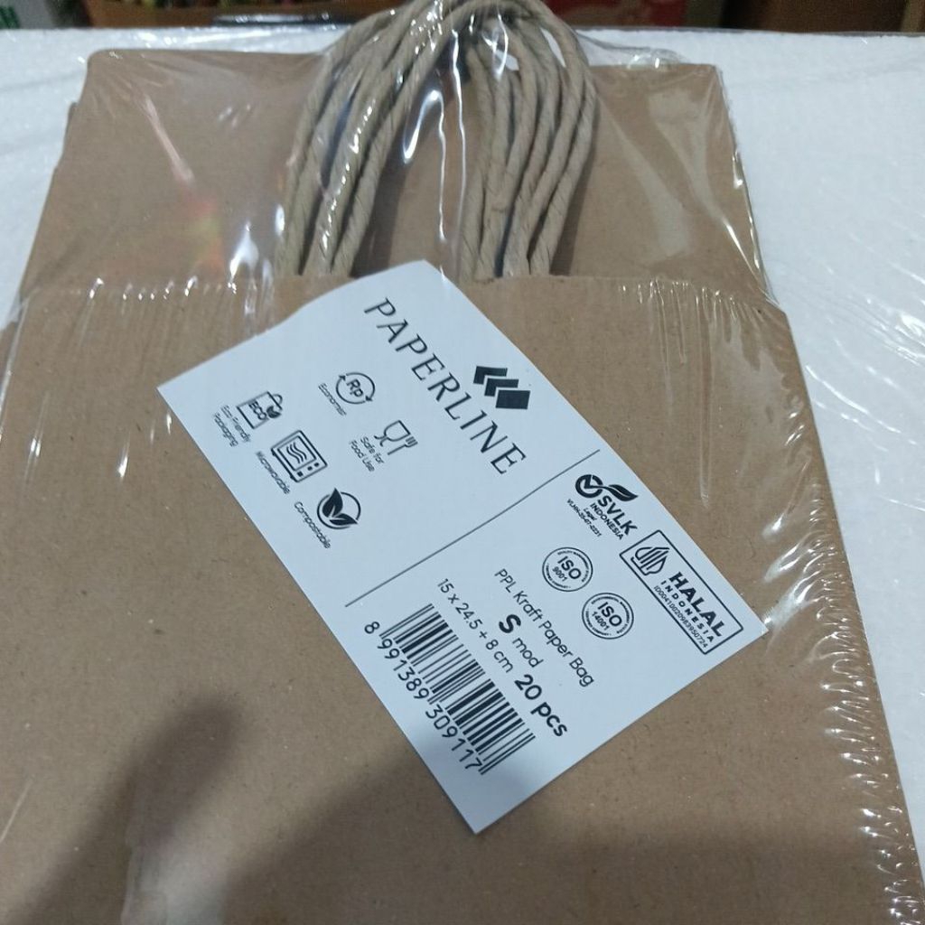 

PPL Kraft paper bag uk.S. isi 20 pcs uk 15x24.5+8cm S