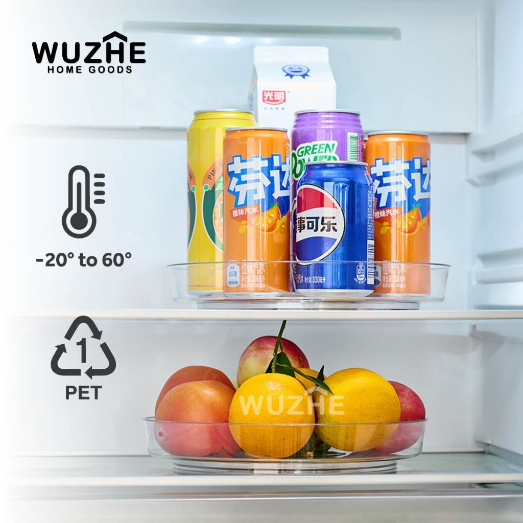 WUZHE Rak Putar Kulkas Rak Putar Dapur Tempat Bumbu Putar Organizer Kulkas Rak Putar Bening Rak Minu