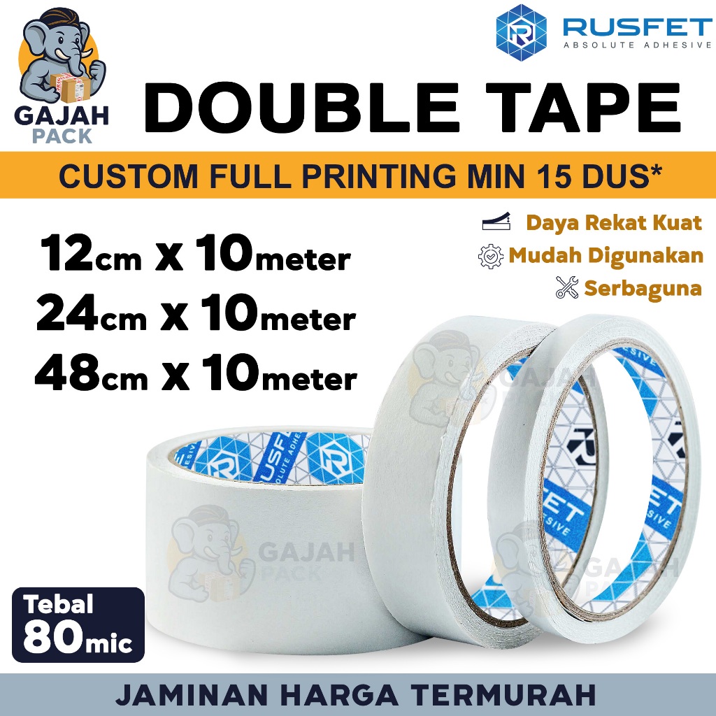 

DOUBLE TAPE Lakban Bolak Balik Perekat Bening Serbaguna Isolasi Lengket Rekat Kuat Premium Termurah / SATUAN