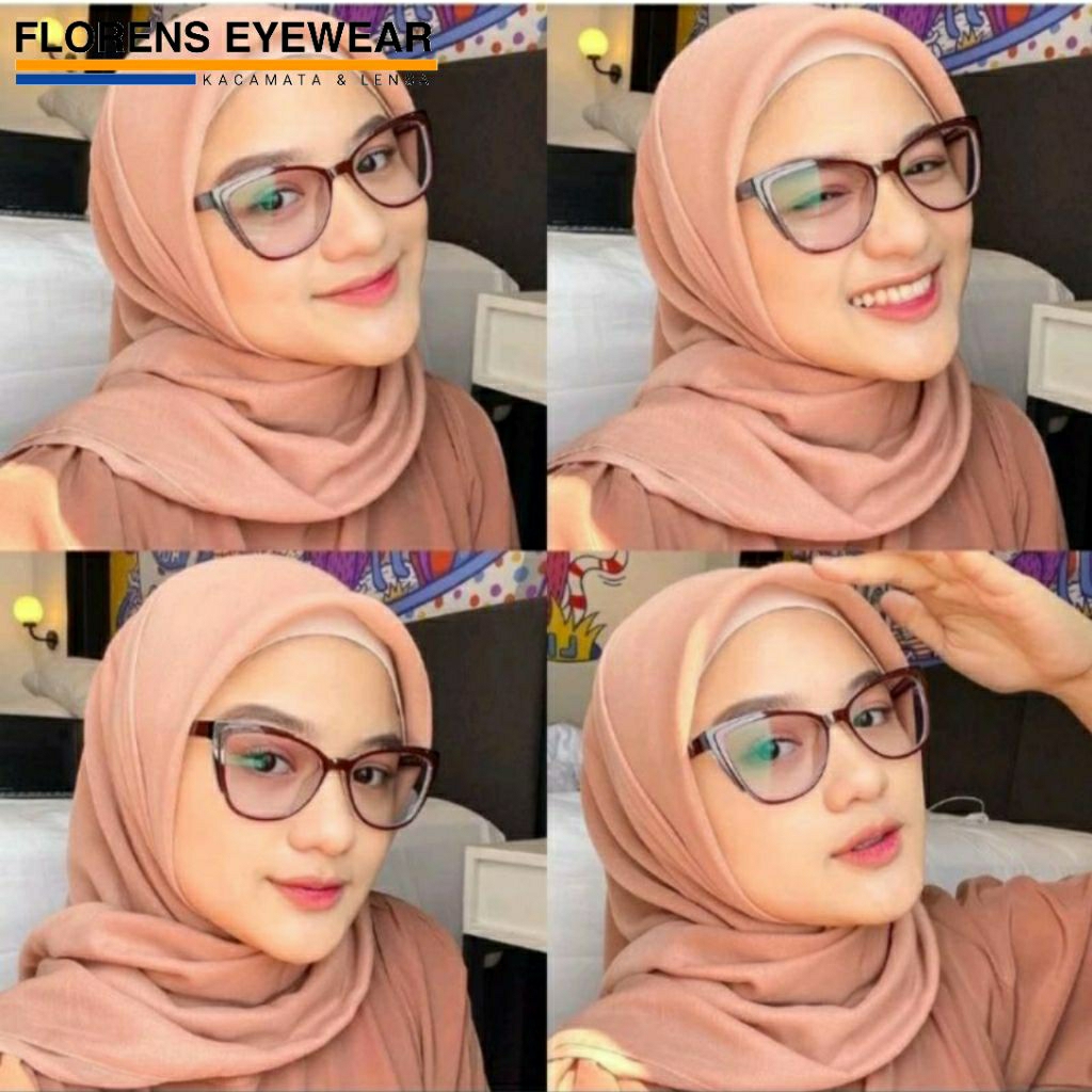 KACAMATA WANITA CAT EYE 7006 | KACAMATA PHOTOCROMIC MINUS ANTI RADIASI