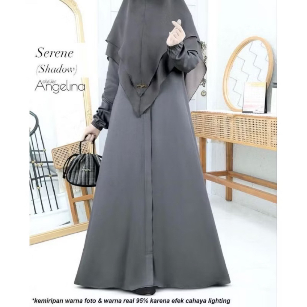 [SIAP KIRIM] SERENE DRESS EMBROIDERY SHADOW SIZE S M L XL BY ATELIER ANGELINA
