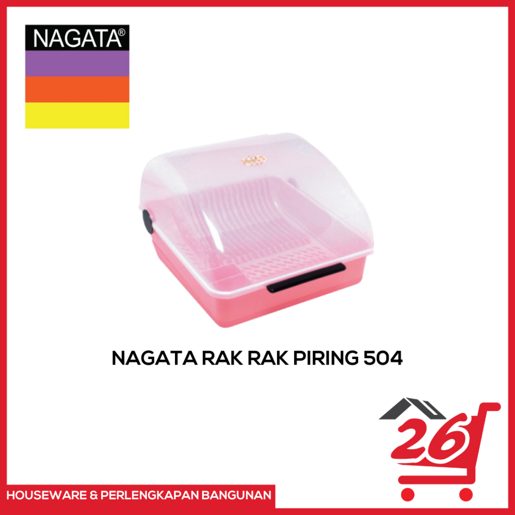 NAGATA RAK PIRING PLASTIK DENGAN TUTUP / Dish Drainer Tray Food Safe / RAK PIRING DENGAN PENIRIS AIR