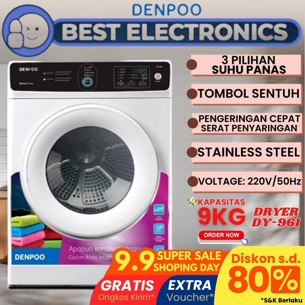 Mesin Pengering Laundry Pakaian DENPOO Dryer - DY 961