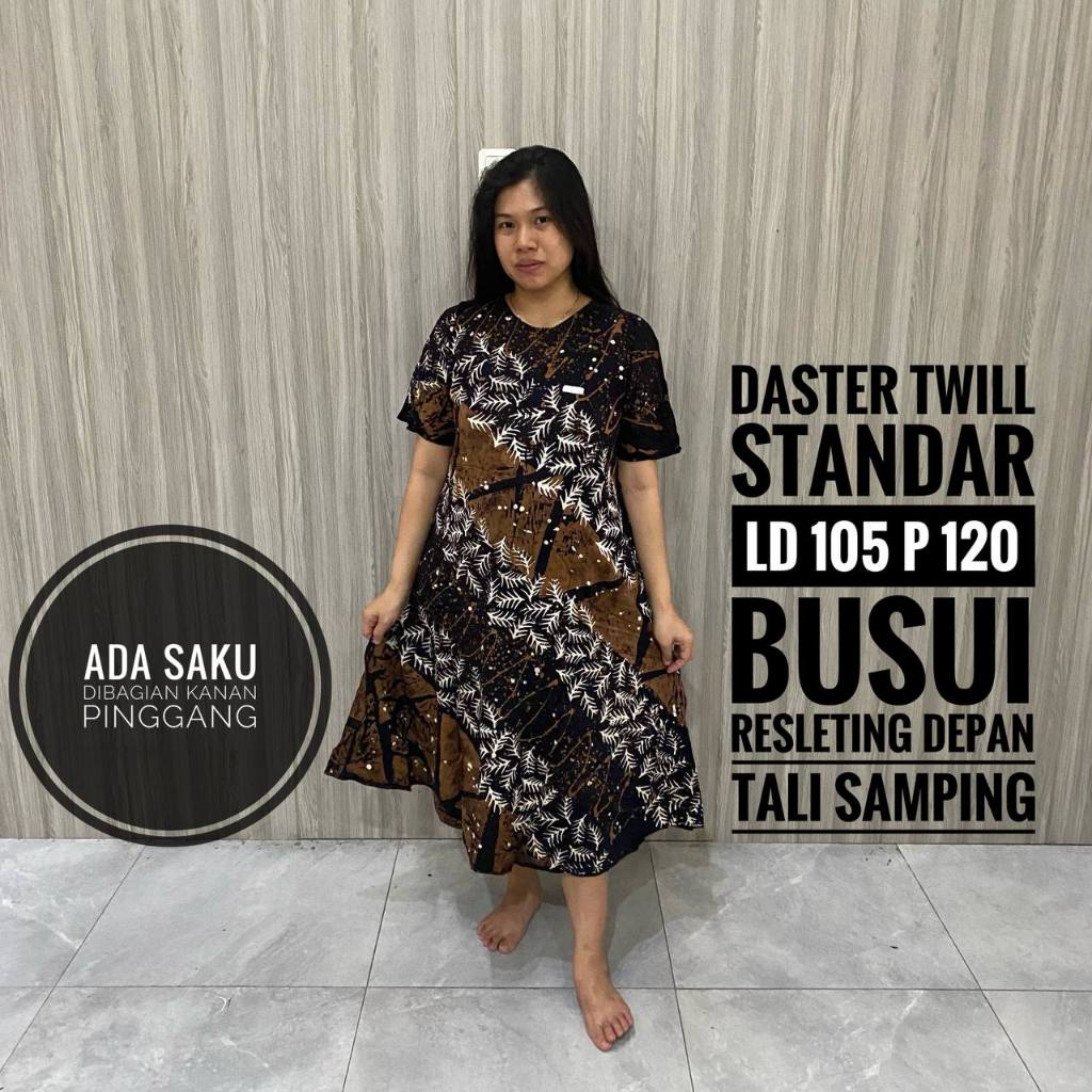 Daster Cewek Wanita Remaja Dewasa Lengan Pendek Modern Kekinian Busui Friendly Resleting Depan Twill