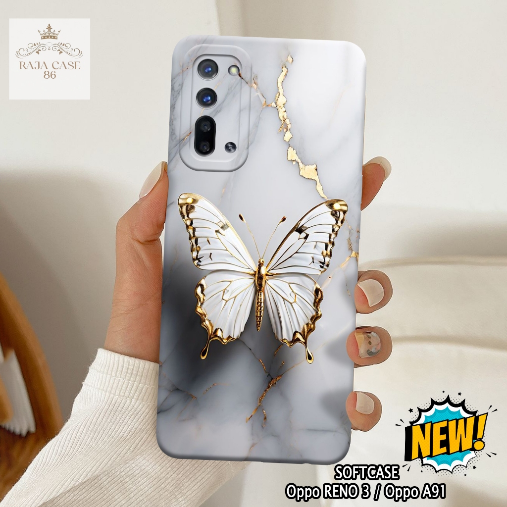 Case Oppo Reno 3 / Oppo A91 - Rajacase - casing Oppo Reno 3 - Motif case Kupu - Pelindung handphone 
