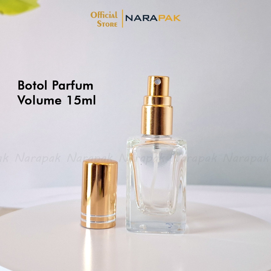 Botol Kaca 15ml Kotak Botol Parfum Spray GOLD / EMAS Botol Minyak Wangi Travel Size Mini 9L