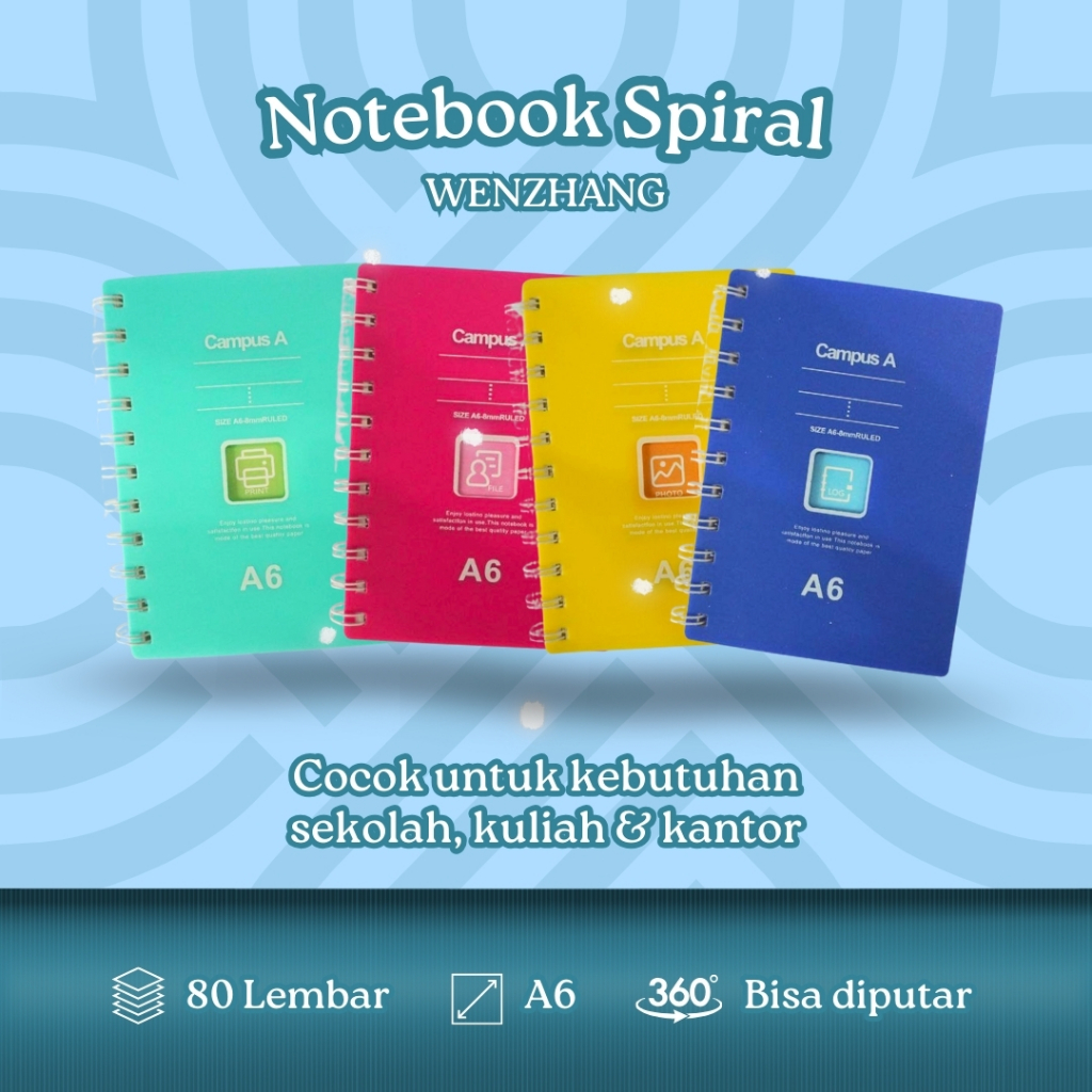 

WENZHANG - BUKU CATATAN / BUKU SAKU / BUKU SPIRAL A6 28850-79 CAMPUS A WARNA