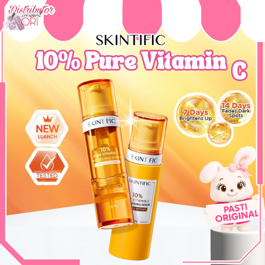 SKINTIFlC - 10% PURE VITAMIN C FRESH BRIGHTENING SERUM | Mencerahkan Dark Spot Tumpas Komedo | Distr