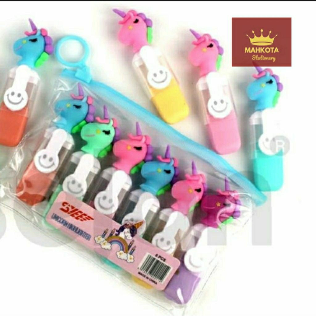

Stabilo SYEE Highlighter Fancy Unicorn/Penanda Tulisan Anak SD 1 set 6 warna