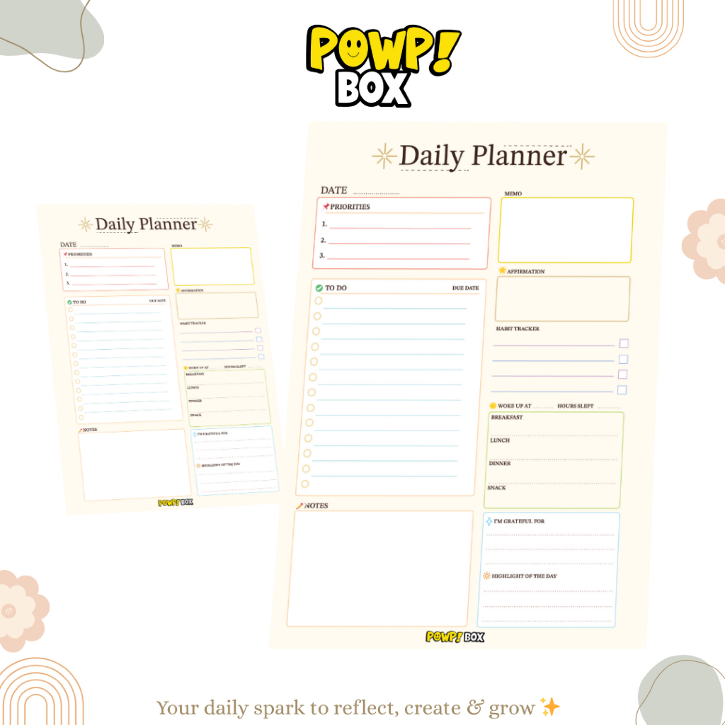 

POWPBOX Planner Refill Binder A5 20 Holes Lubang Journaling Memo Kertas Binder Loose Leaf Planner A5 Mood Tracker / Daily Planner / Daily Reflection