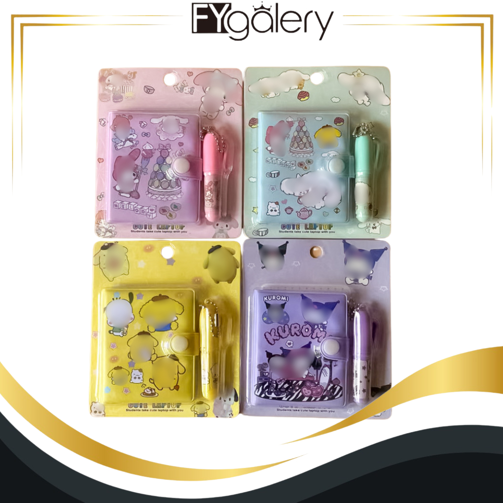 

FYGALERY Mini Klip Note Book and Pen / Buku Diary Kancing / Cute Mini Note Book 2 in 1 / Set Memo Diary Motif Y3434
