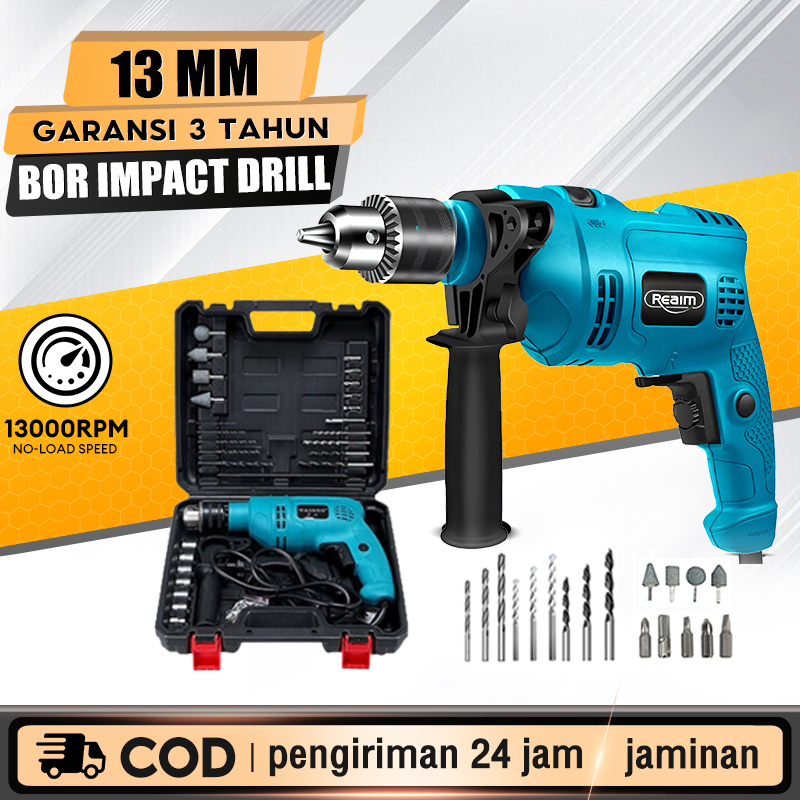 REAIM Mesin Bor 13mm Mesin Bor Impact Drill Listrik Bor beton Bor besi Bor Murah Laris Kualitas