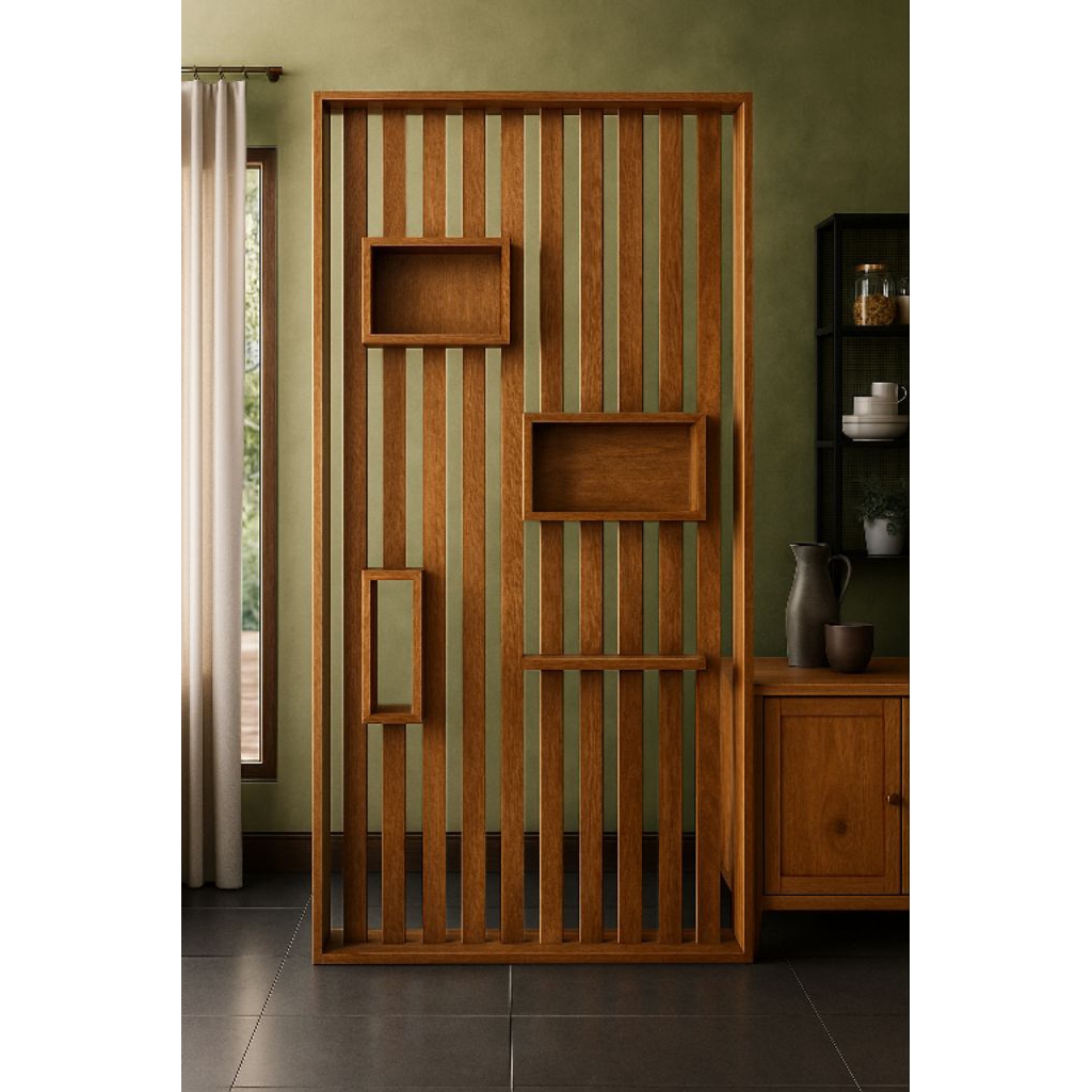 partisi sekat ruangan kayu solid