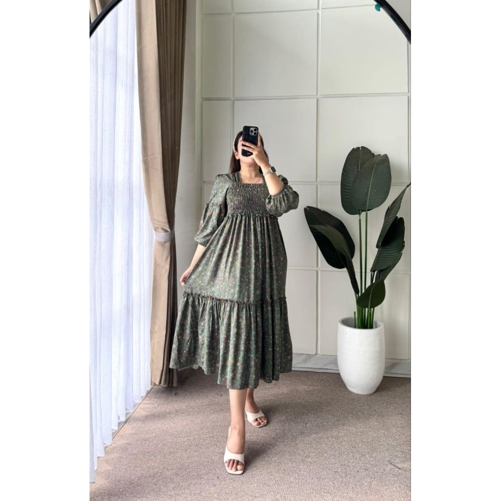 SABRINA DRES RAYON MOTIF/MODEL DADA SABRINA DASTER RAYON/MIDI RAYON SABRINA SMOKE
