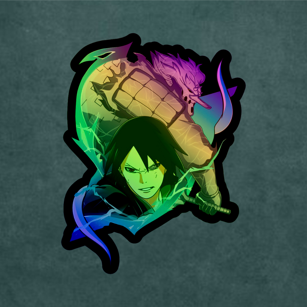 

Sticker Anime Hologram Uchiha Sasuke With Susanoo Anti Air 7 cm