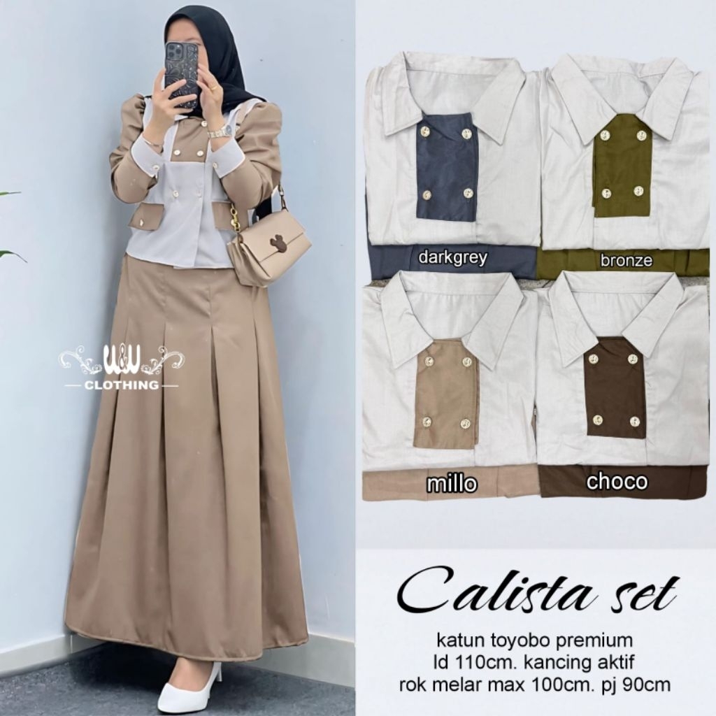 WW - Calista Set Rok Wanita • Katun Toyobo Premium Kancing Aktif Rok Melar