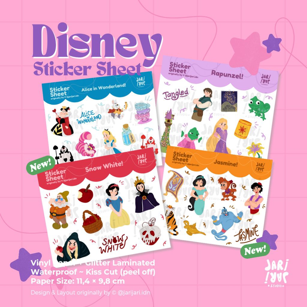 

Disney Series Rapunzel Alice Sticker Sheet | Jari Jari Studio