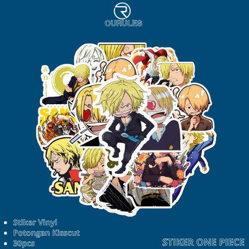 

OURULES - 60 Pcs Stiker Pack Anime One Piece SANJI Hypebeast Aesthetic 008 VinyL Glossy Waterproof