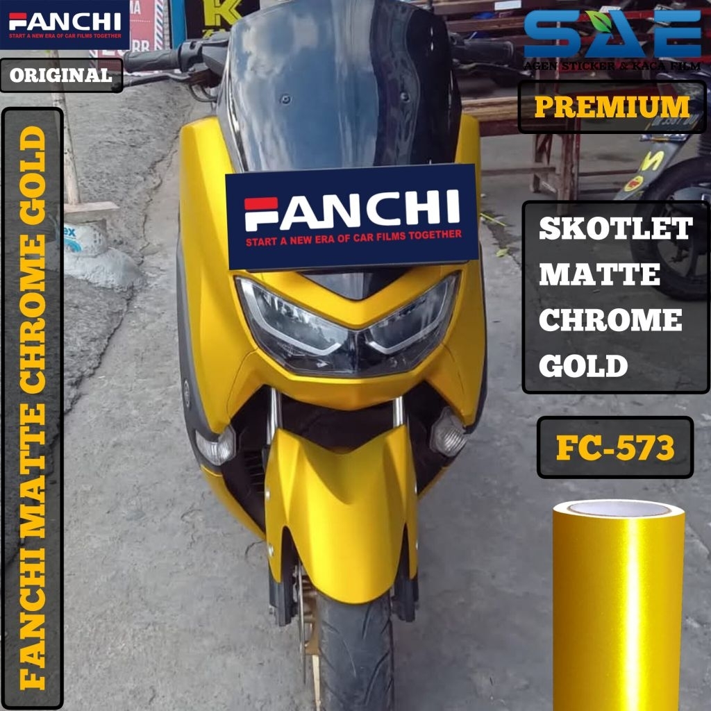 Skotlet Gold Matte Chrome Sticker Motor Gold Doff
