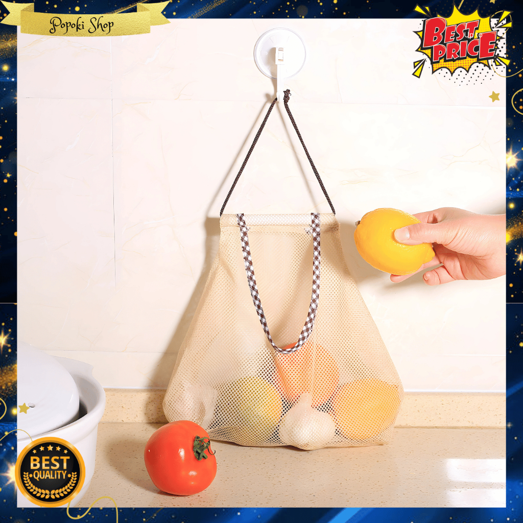 POPOKI Tas Jaring Belanja Sayur Bawang Merah rotan/ Tas Jaring Belanja Kantong Sayur Bawang Belanja 