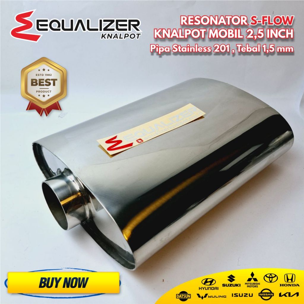Resonator Oval S-flow Stainless Silent 2,5 inch Resonator Knalpot Mobil Diesel BMW Mercedes Manual M