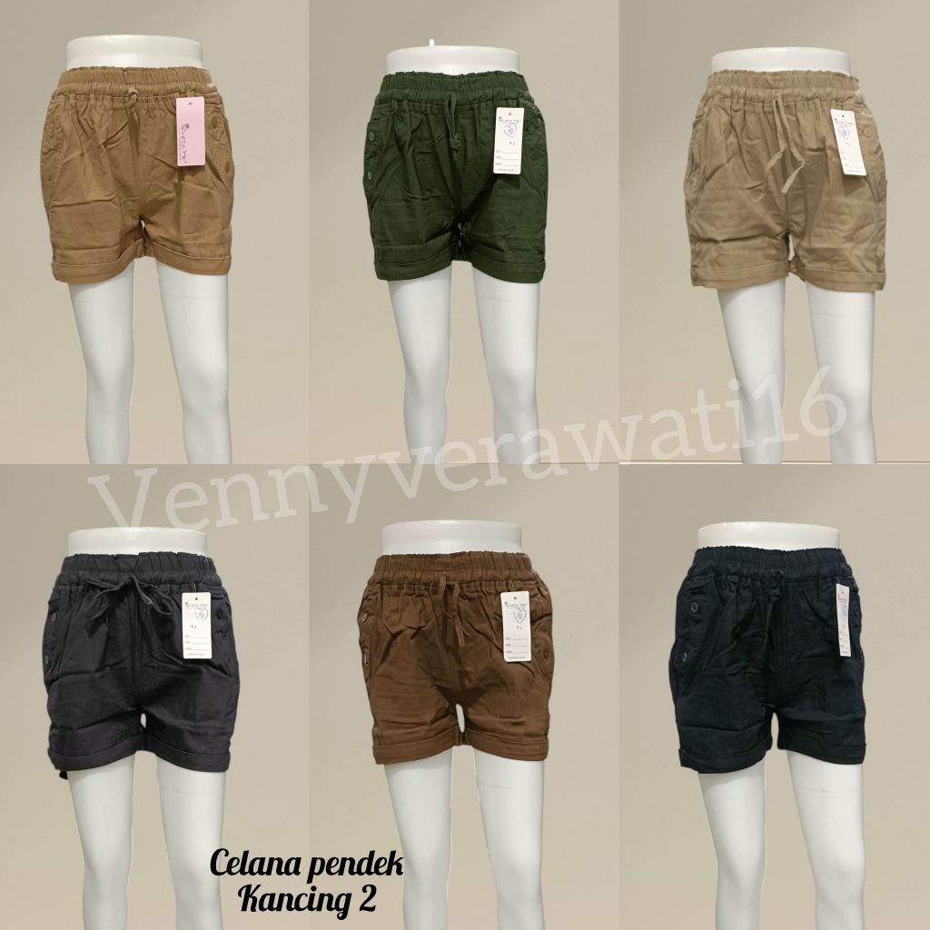 Celana Pendek Wanita Kancing 2 Stretch Tebal Simple Me/Celana Pendek kancing 2  Stretch Simple Me