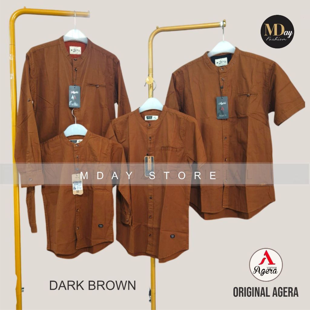 AGERA KEMEJA KOKO COUPLE AYAH ANAK SPESIAL DARK BROWN KATUN TWILL TERBARU