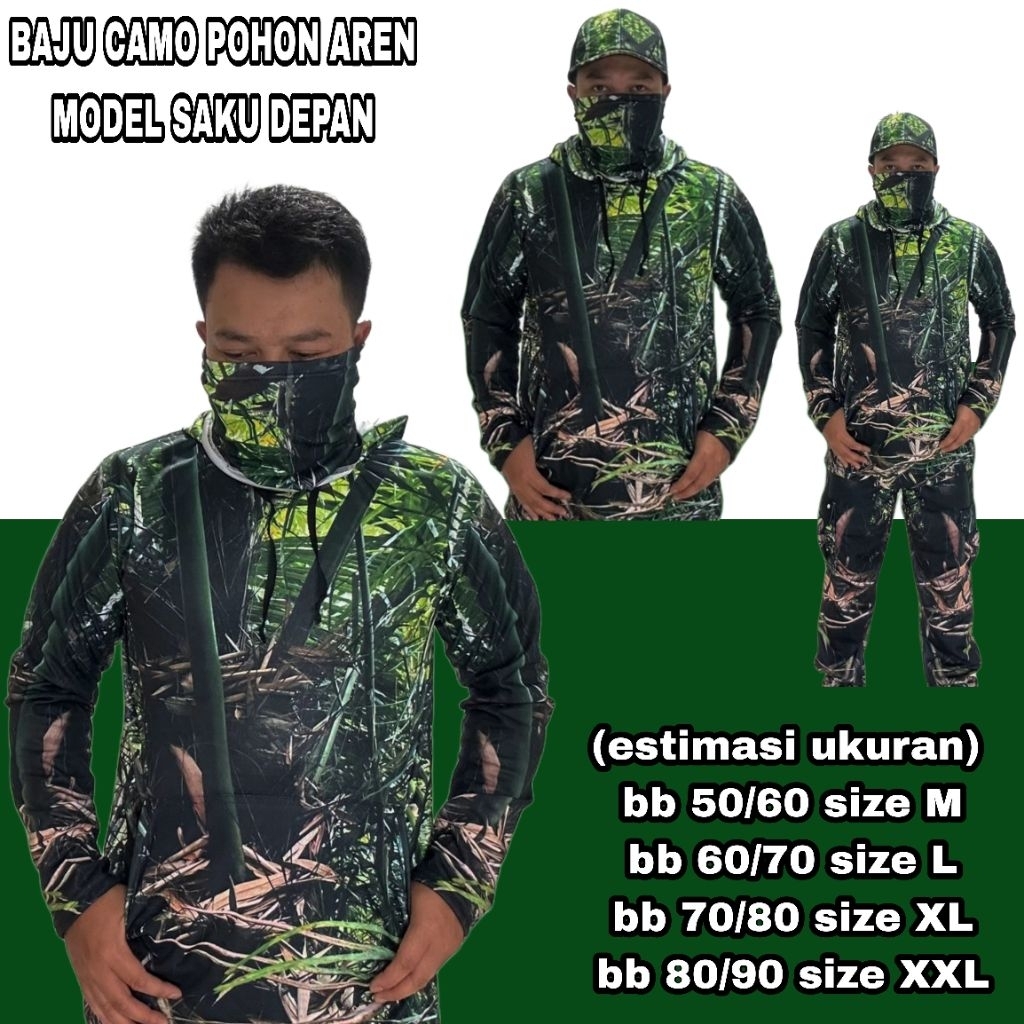 BAJU BERBURU MODEL SAKU DEPAN MOTIF POHON AREN BAJU CAMOFLASE BAJU HUNTING